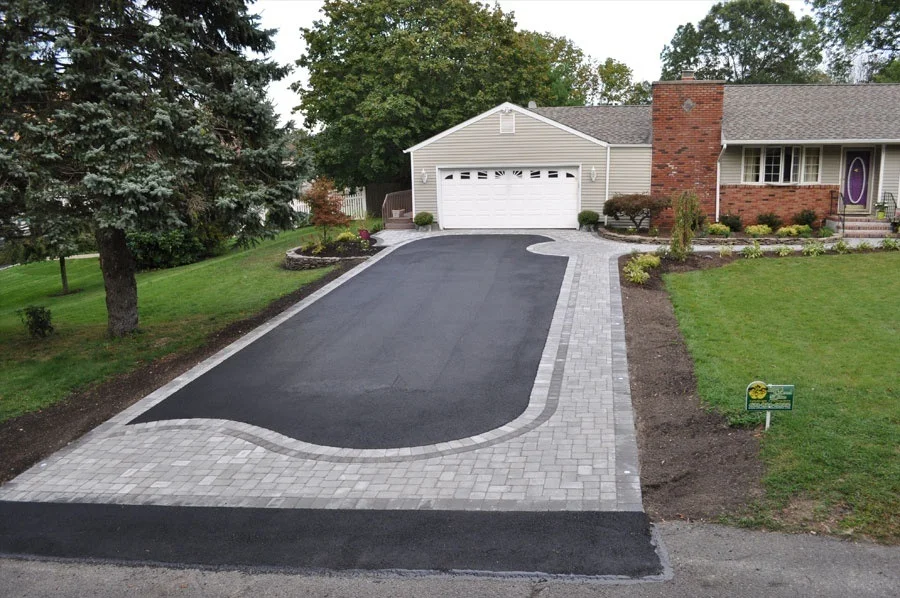 asphalt and paver driveway